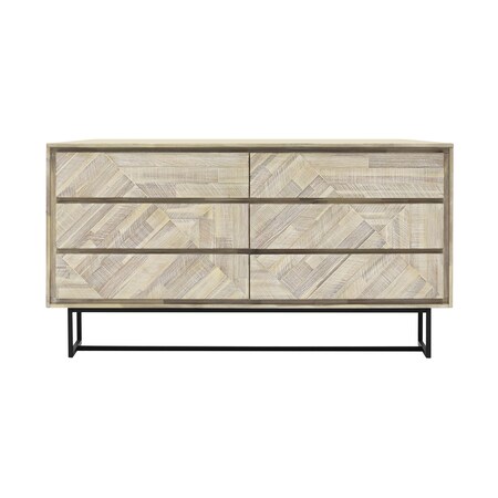 Armen Living Peridot 6 Drawer Dresser in Natural Acacia Wood LCPEDRNAT